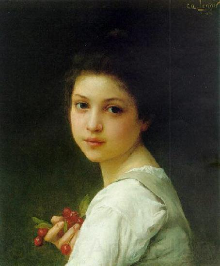 Charles-Amable Lenoir Portrait of a young girl with cherries